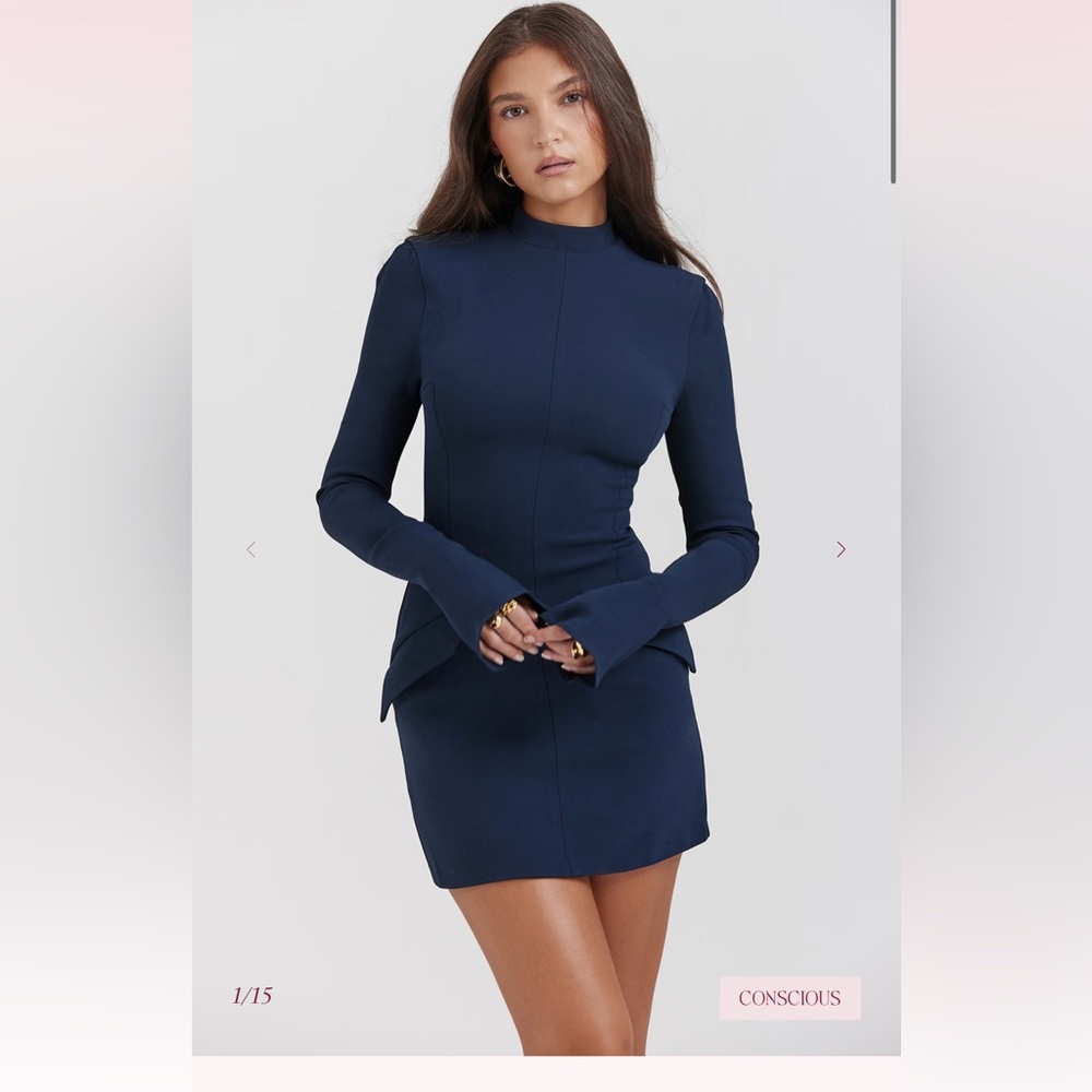 House of CB Navy Long Sleeve Dress